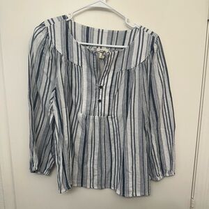 a.n.a Navy and White Striped Blouse